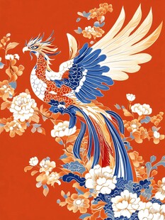 凤凰戏牡丹中式祥瑞图案