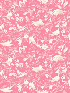 粉色花鸟复古风花纹图案