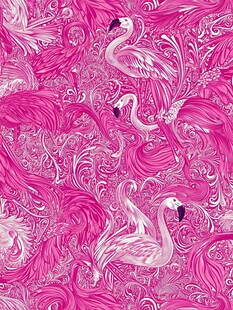 粉色火烈鸟花纹图案设计