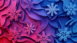 梦幻渐变雪花立体背景图