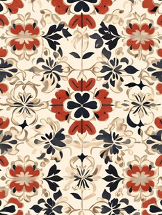 复古花卉几何图案无缝背景