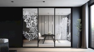 现代简约风带雕花隔断客厅