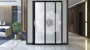 时尚雕花玻璃推拉门展示