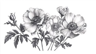 黑白花卉插画