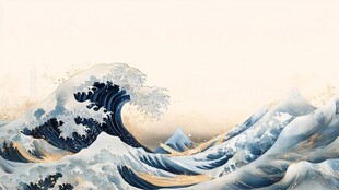 巨浪翻涌的壮丽海洋景观