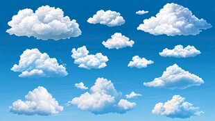 蓝天中的朵朵白云