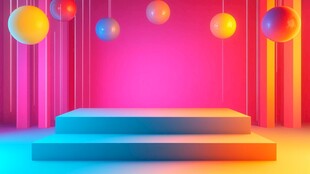 梦幻多彩立体展示台背景