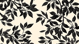 黑白枝叶图案无缝背景图