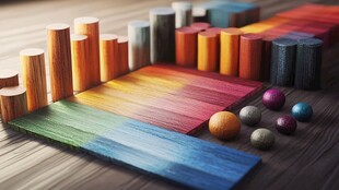 多彩积木与圆球的创意组合