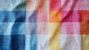 多彩格子布料纹理特写