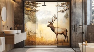 鹿影入浴间 自然艺术风