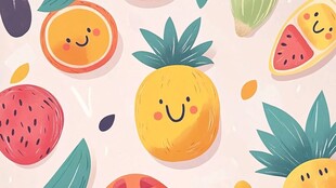 可爱水果卡通图案背景图