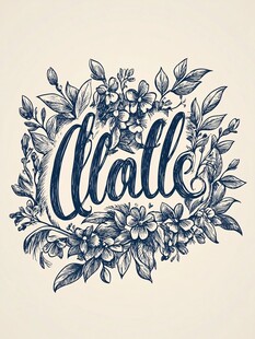 花卉环绕的 Alalle 手写艺术