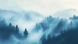 雾霭山林梦幻景致