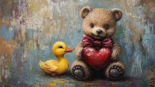 小熊与小鸭的温馨时刻