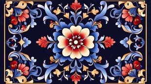 中式古典花卉图案装饰画
