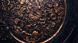 古典铜制雕花盘精美细节