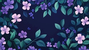 深蓝色底的梦幻花卉图案