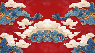 中式红底云纹精美图案