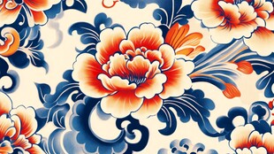 中式牡丹花卉传统纹样