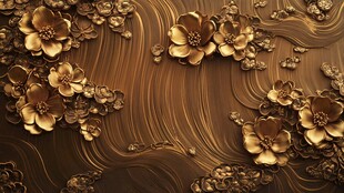 金色花卉浮雕艺术纹理