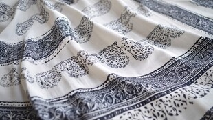 蓝白佩斯利花纹精美织物