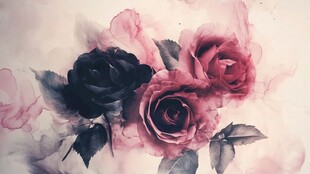 水墨风玫瑰花卉艺术图