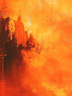 橙黄奇幻城堡梦幻风景图