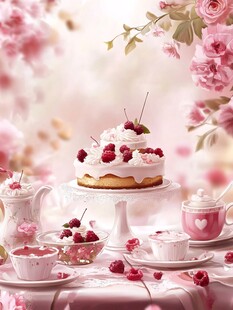 浪漫粉色系精致下午茶场景