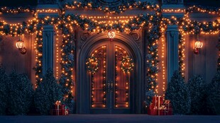 圣诞装饰的温馨大门