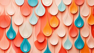 多彩水滴形纸片墙面装饰