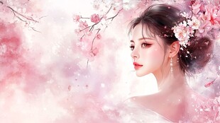 桃花美人 尽显古典风姿