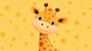 可爱长颈鹿的欢乐卡通形象