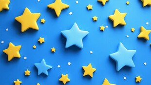 蓝底多彩星星装饰图案