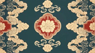 中式古典云纹花卉装饰图案