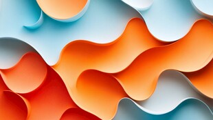 多彩波浪形立体纸艺图案