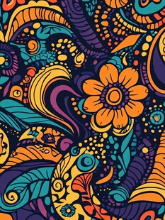 多彩花卉抽象艺术图案