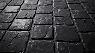 黑色石砖路面纹理特写