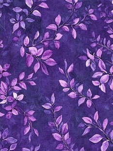 紫色花卉枝叶水彩纹理图案