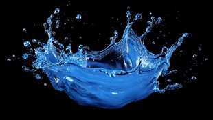 蓝色水花绽放瞬间
