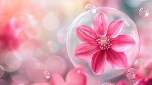 梦幻粉花绽于泡泡之中