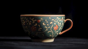 中式复古花纹陶瓷茶杯