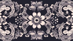 复古花卉刺绣图案设计