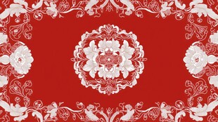 中式红底白纹传统花纹图案