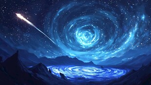 梦幻星空下的流星与漩涡