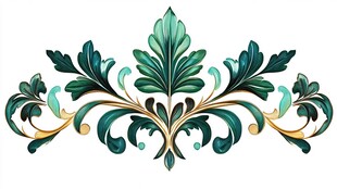 复古绿植花纹装饰图案