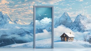 穿越之门邂逅雪山小屋