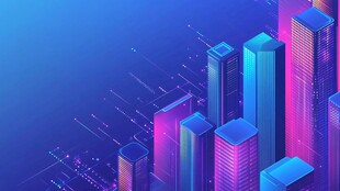 梦幻霓虹都市建筑景观