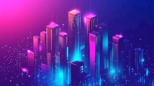 霓虹璀璨的未来城市景观