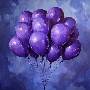 紫色气球梦幻艺术画作